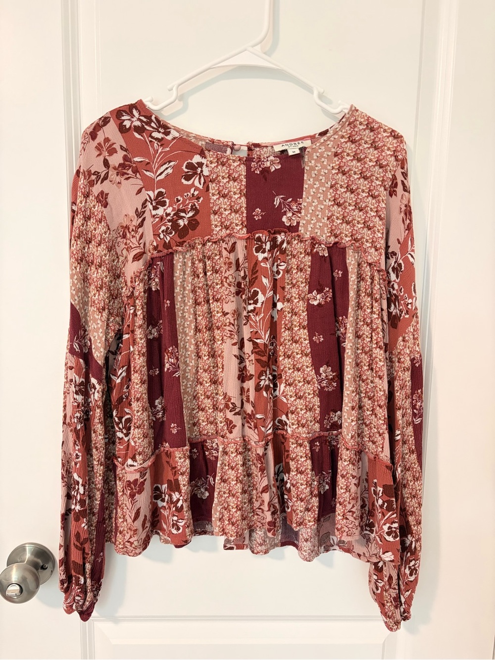 Andree by Unit Women’s Floral Patchwork Blouse - Pink/Rust